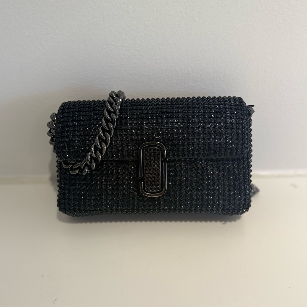 NWT Marc Jacobs mini J Marc shoulder bag black rhinestones